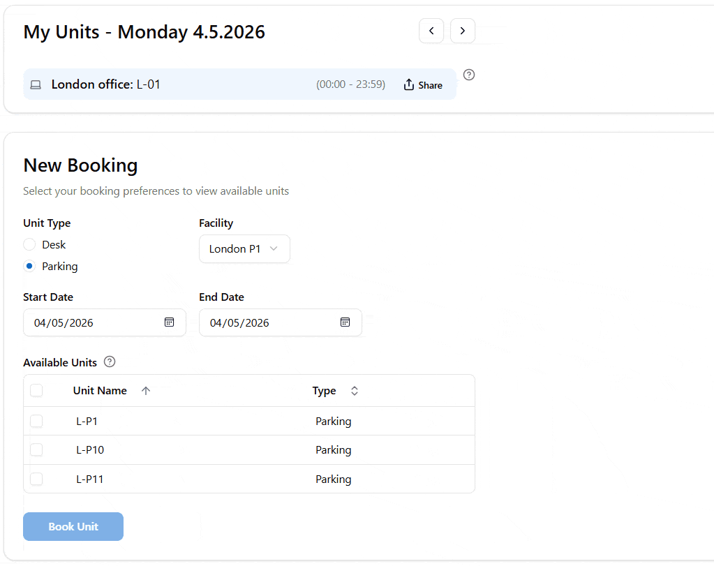 Booking a desk in DeskbookR